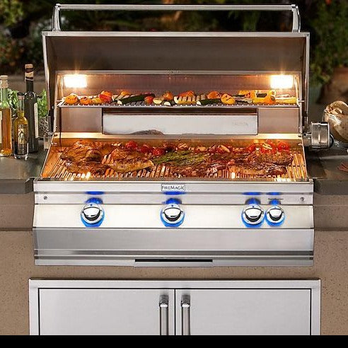 Fire Magic Grills Aurora A790i Built-In Grill With Analog Thermometer, Back Burner & Rotisserie Kit