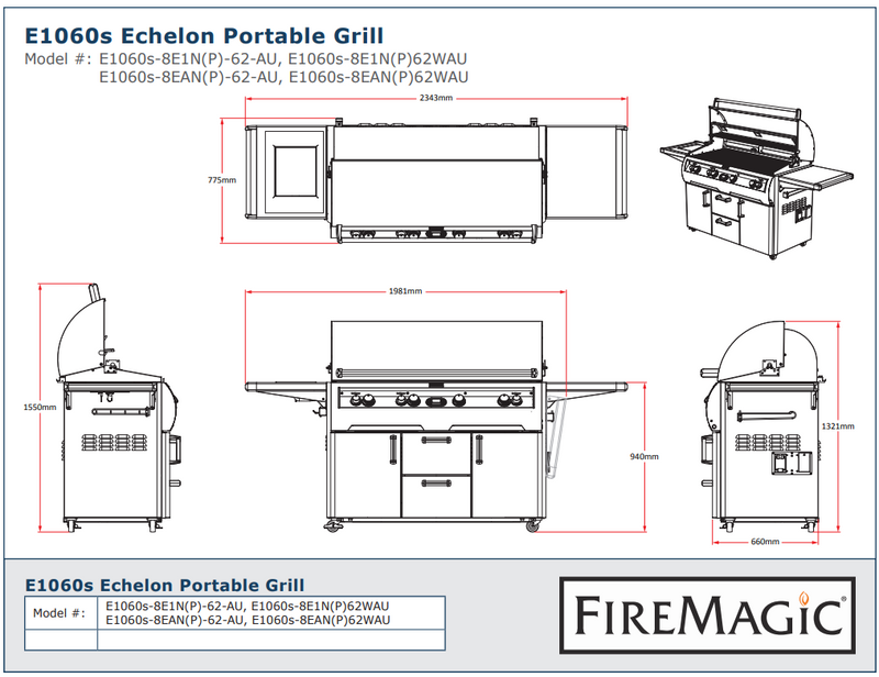 Fire Magic Grills Echelon E1060s Portable Grill With Digital Thermometer and Flush Mounted Single Side Burner
